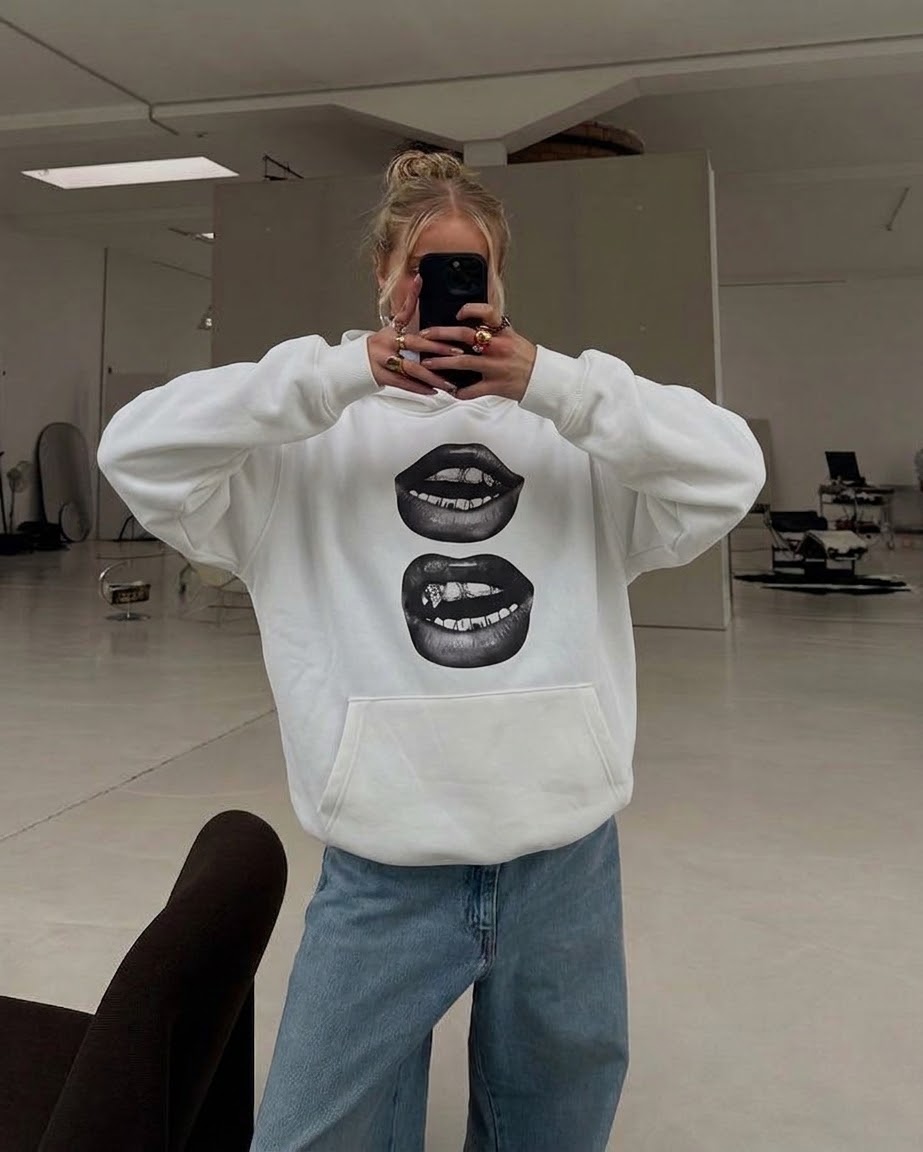 Teeth hoodie white